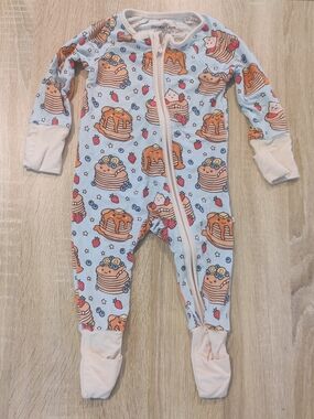 Caden Lane Light Blue Pancake Print One-Piece Size 0-3mo